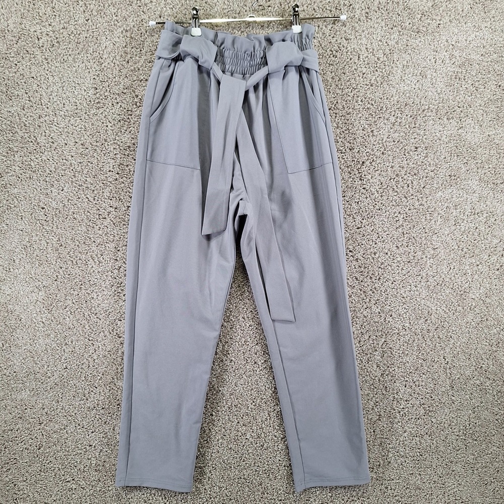 Grace Karin Pants Womens M Grey Waist Tie Front Trousers Office‎ Chic Party